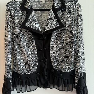 Joseph Ribkoff Black and White Graphic Long Sleeve Blouse